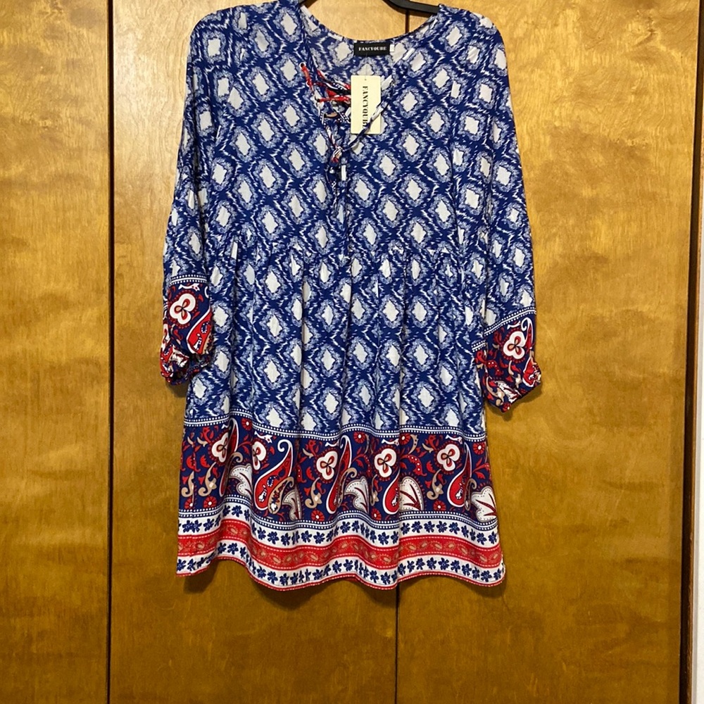 Retro Boho NWT Medium Dress with Balloon Bottom Sleeves by Fancyqube